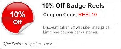 Save 10% on badge reels in August 2012